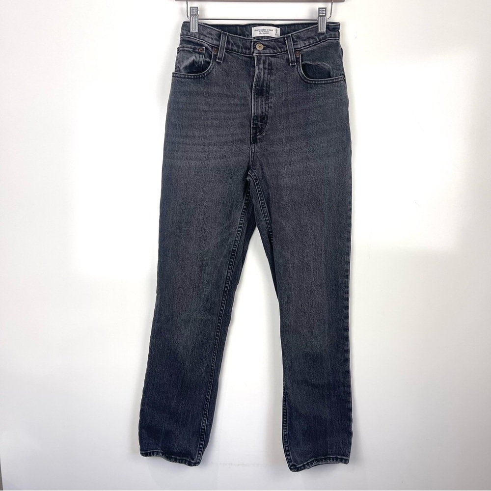 Abercrombie & Fitch The 90s Straight Ultra High Rise Jeans Faded Black Size 25 - Picture 2 of 9